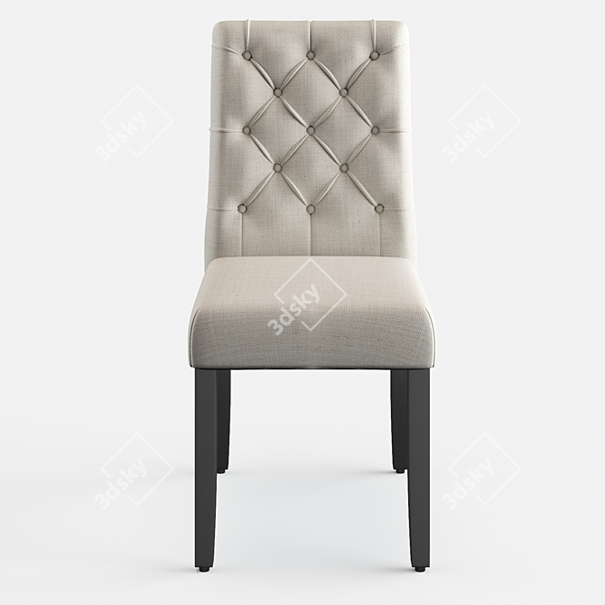 Elegant Grey Tufted Linen Chairs 3D model image 2