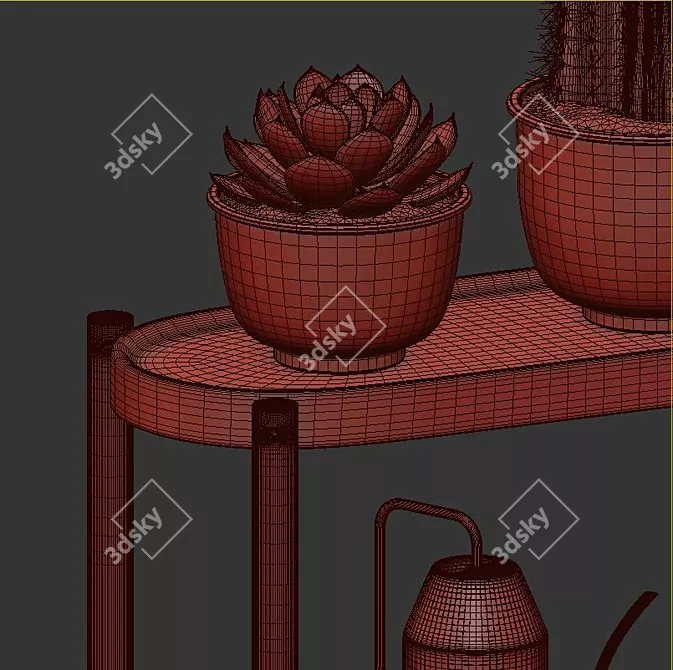 Modern Bamboo Plant Stand 3D model image 4