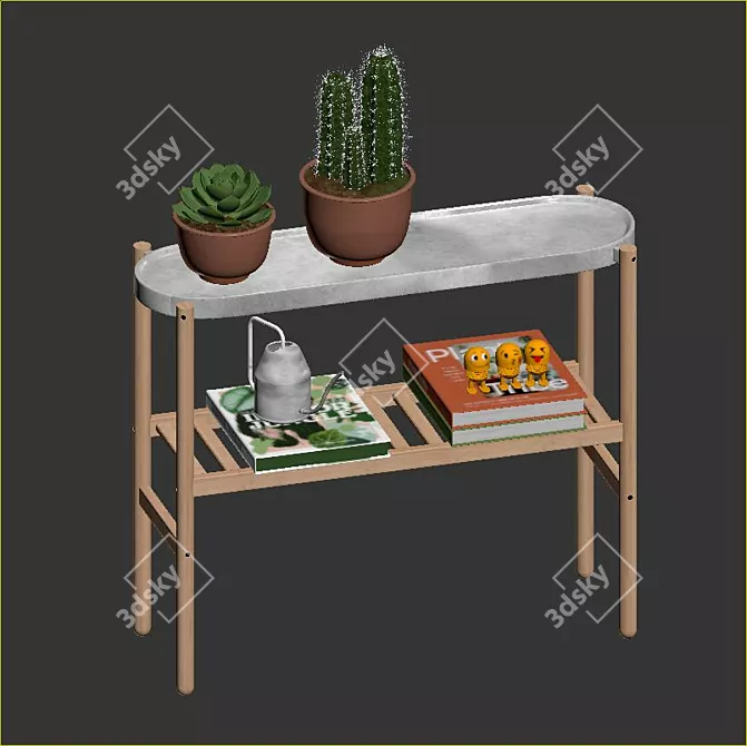 Modern Bamboo Plant Stand 3D model image 7