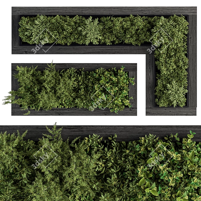 Rustic Wood Frame Vertical Garden 3D model image 1