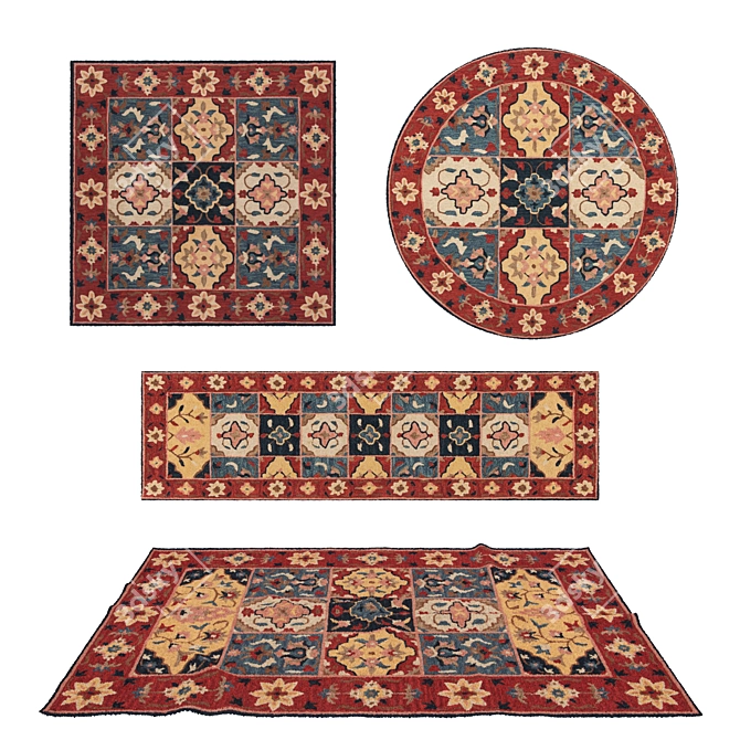 Versatile Rug Set: 8 Variations 3D model image 1