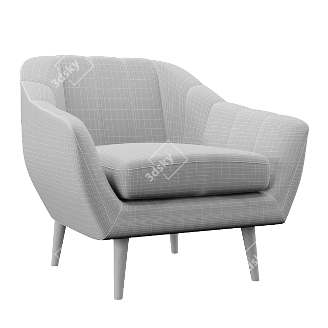 Elegant Shell Armchair 3D model image 3