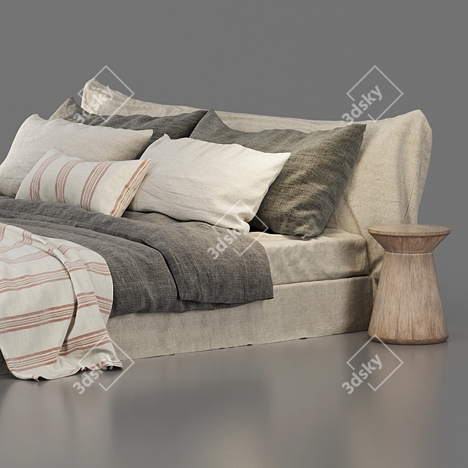 Luxury Linen Bedding Set: Cozy & Chic 3D model image 4