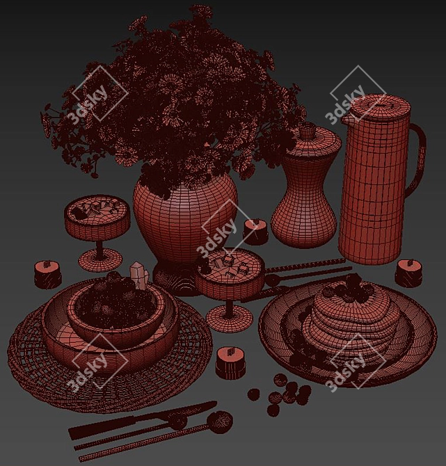 Elegant Tableware Set 2018 3D model image 5