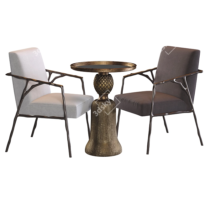 Antico Dining Chair and Fiocchi Table - Elegant Roman-inspired Set 3D model image 1