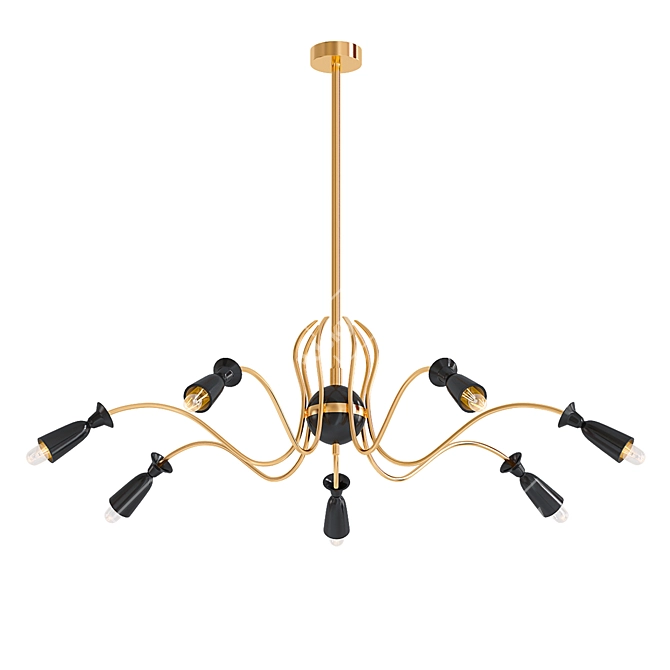 Elegant Brass Sinusoidal Chandelier 3D model image 1