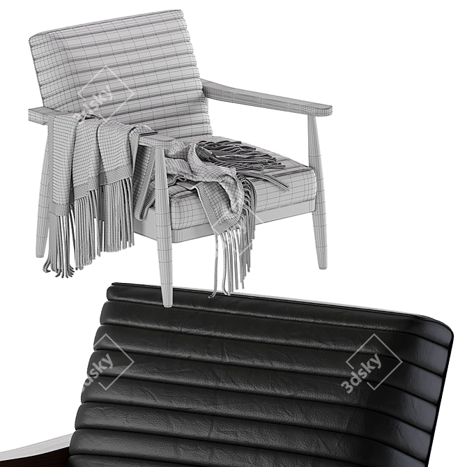 Modern Jane Leather Accent Chair 3D model image 7