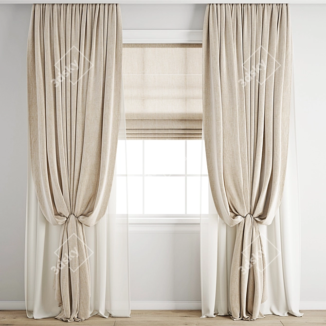 Premium Polygonal Curtain Model 3D model image 1