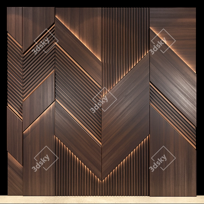 Modern Wood Wall Panel 58 3D model image 1