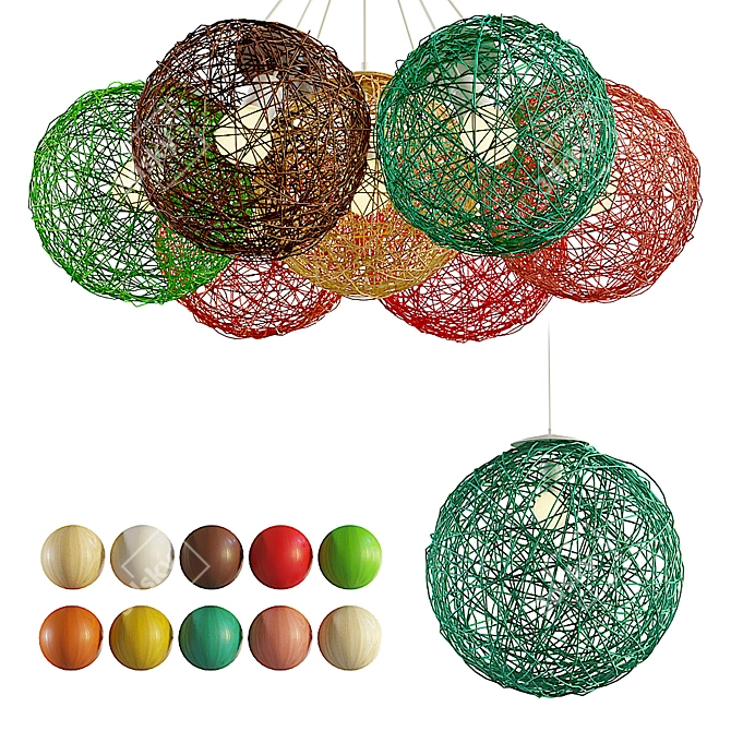 Natural Hemp Ball Pendant Lights 3D model image 1