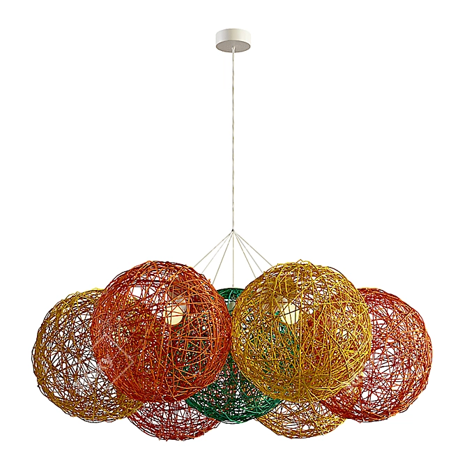 Natural Hemp Ball Pendant Lights 3D model image 4