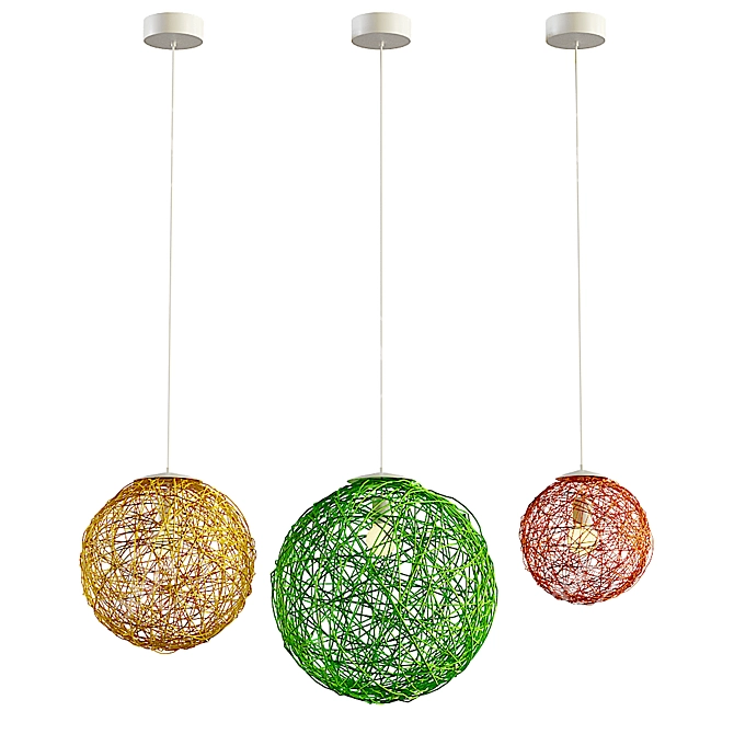 Natural Hemp Ball Pendant Lights 3D model image 5