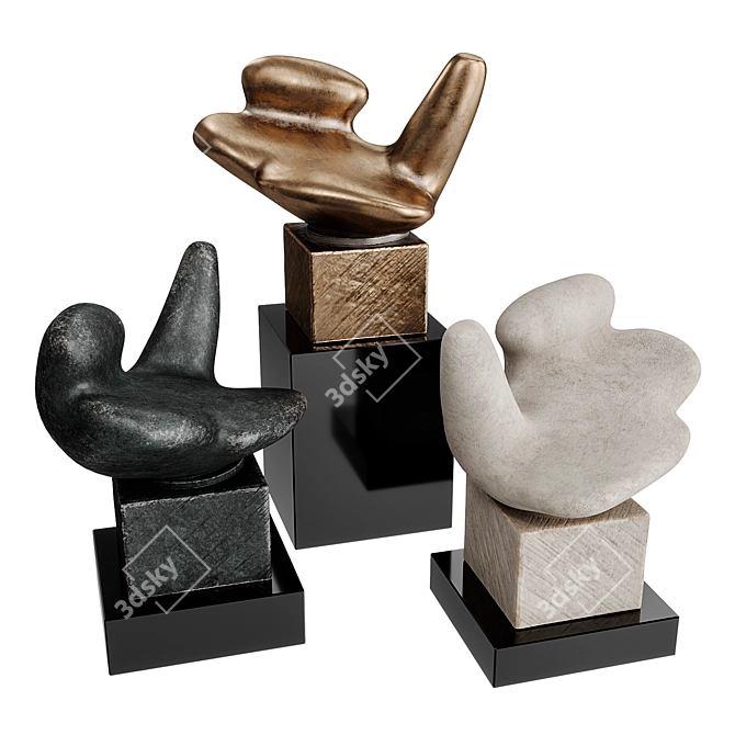 Modern Amorph Figure Pedestal 3D model image 2