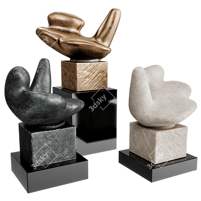 Modern Amorph Figure Pedestal 3D model image 6