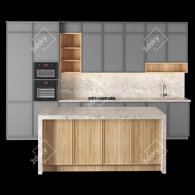 Sleek Modern Kitchen Design 3D model image 1