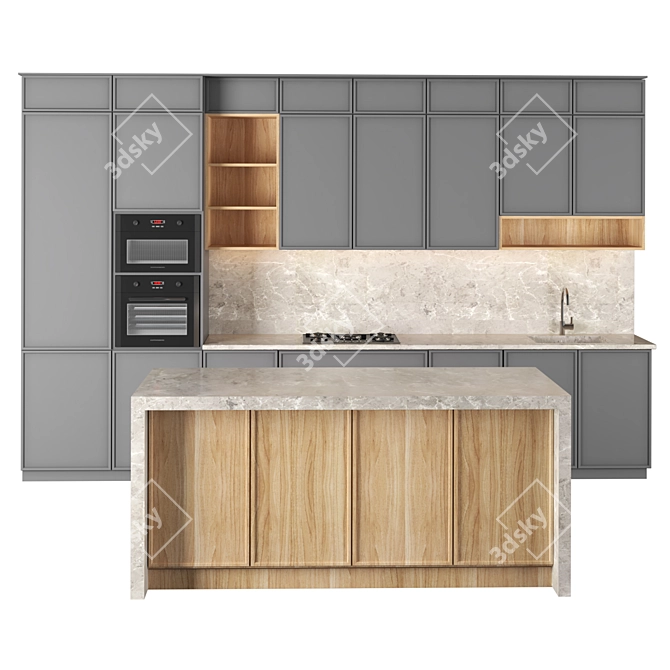 Sleek Modern Kitchen Design 3D model image 5