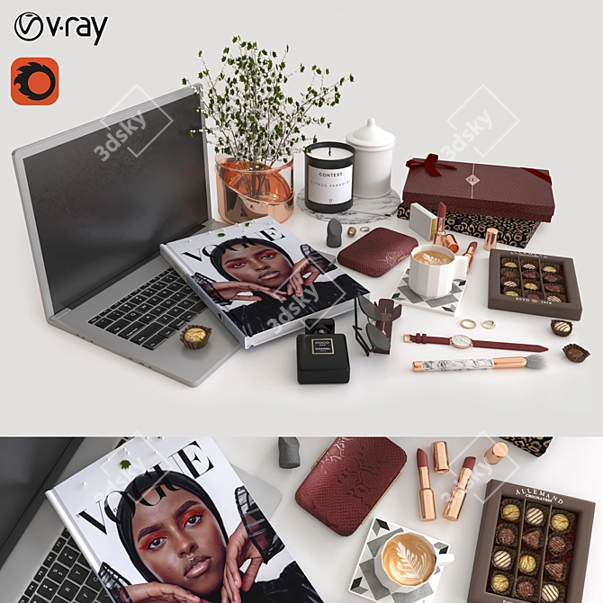 Workplace Beauty Essentials Set 3D model image 1