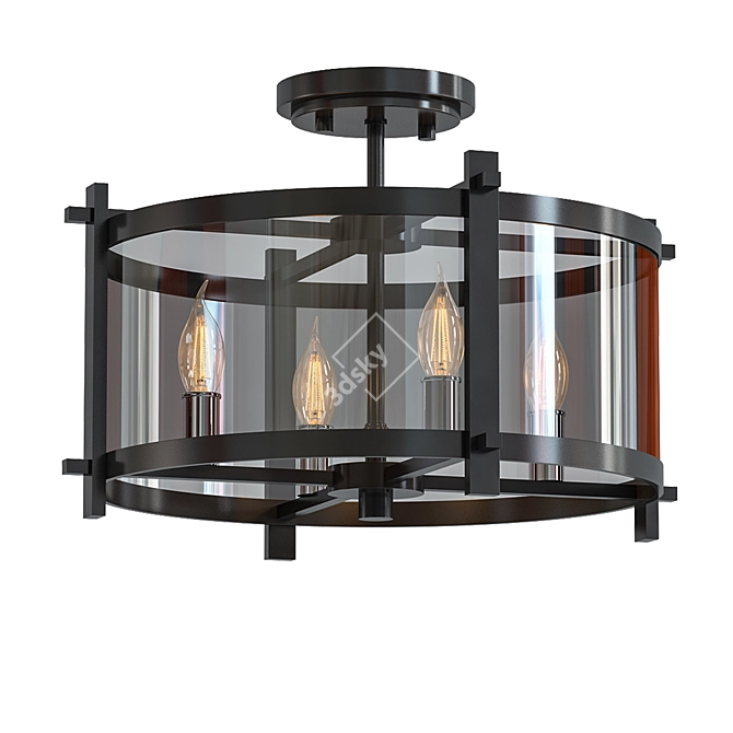 Elegant Ethan Semi Flush Mount 3D model image 1