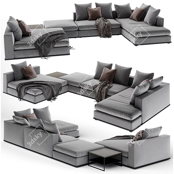 Modern Minotti Powell 5 Seater Sofa 3D model image 1