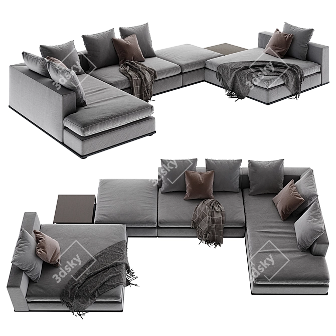 Modern Minotti Powell 5 Seater Sofa 3D model image 2