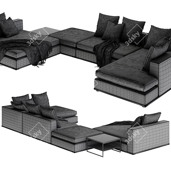 Modern Minotti Powell 5 Seater Sofa 3D model image 3