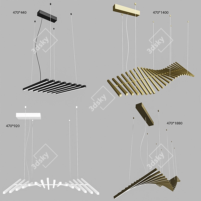 Wave Profile Pendant Light 3D model image 1