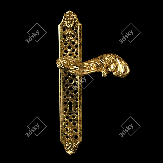 Exquisite Handcrafted Brass Door Handle 3D model image 2