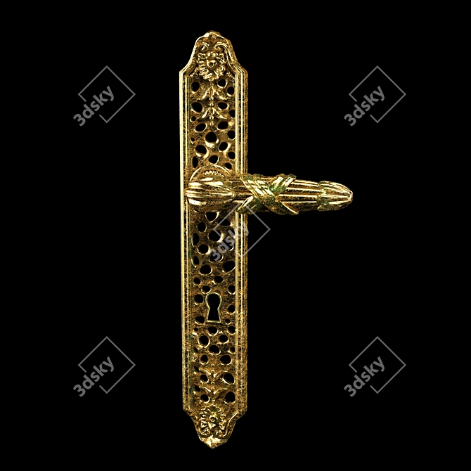 Exquisite Handcrafted Brass Door Handle 3D model image 3