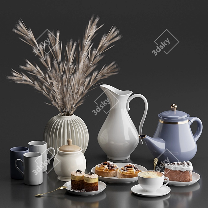 Cake Decor Kit with Dried Plants 3D model image 1