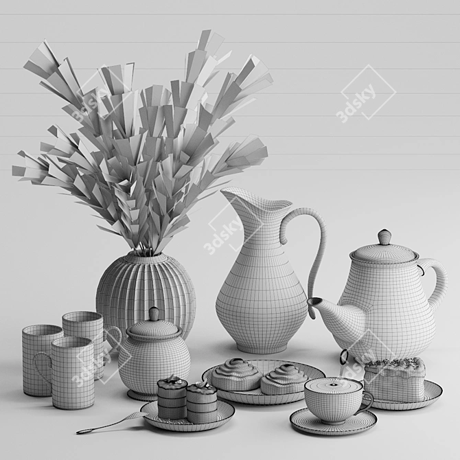 Cake Decor Kit with Dried Plants 3D model image 4