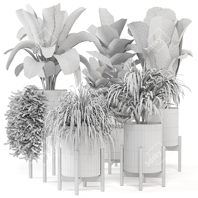  Foliage Finesse: Indoor Plants in Ferm Living Bau Pot 3D model image 6