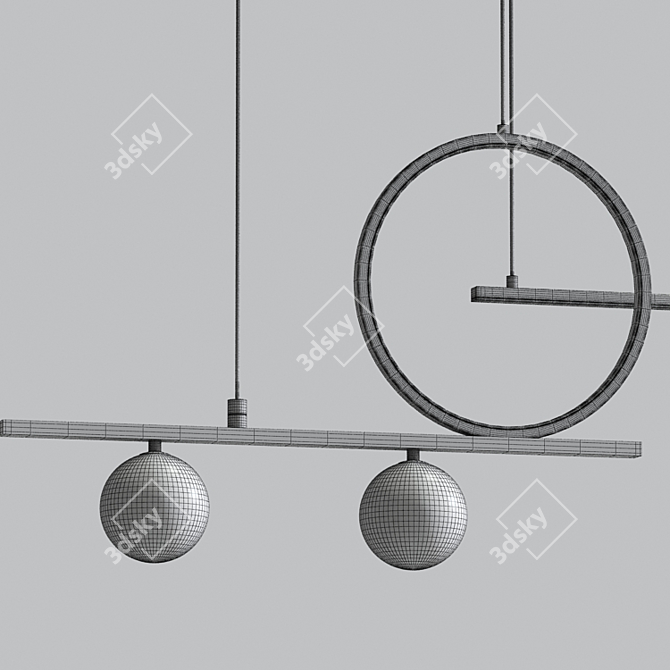 Minimalist LED Globe Chandelier 3D model image 3