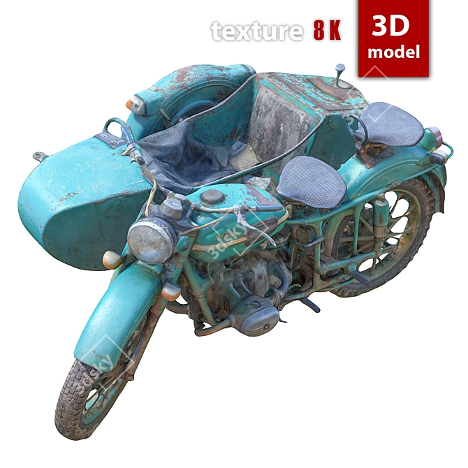 Vintage 370 Motorcycle 3D model image 3