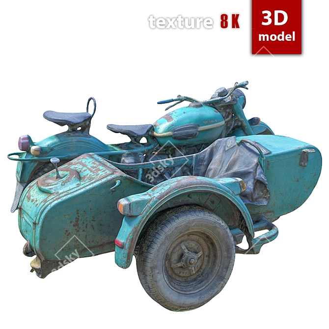 Vintage 370 Motorcycle 3D model image 6