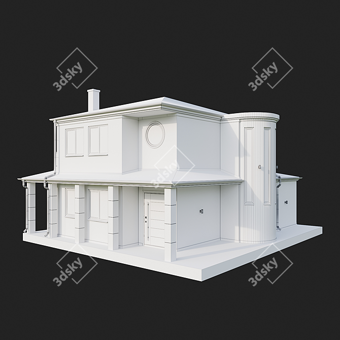 Modern Two-Story House with Rooftop Terrace 3D model image 8