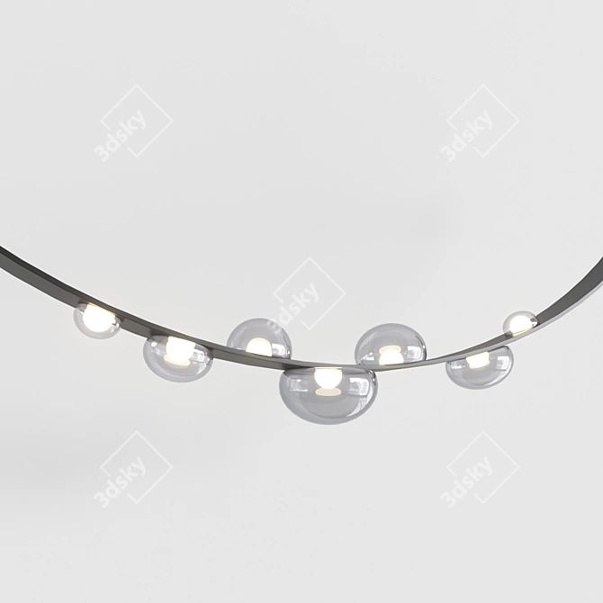 Sleek Black Glass Pendant Light 3D model image 1