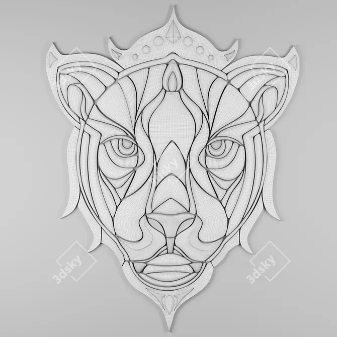 Majestic Lion Head Sculpture 3D model image 5