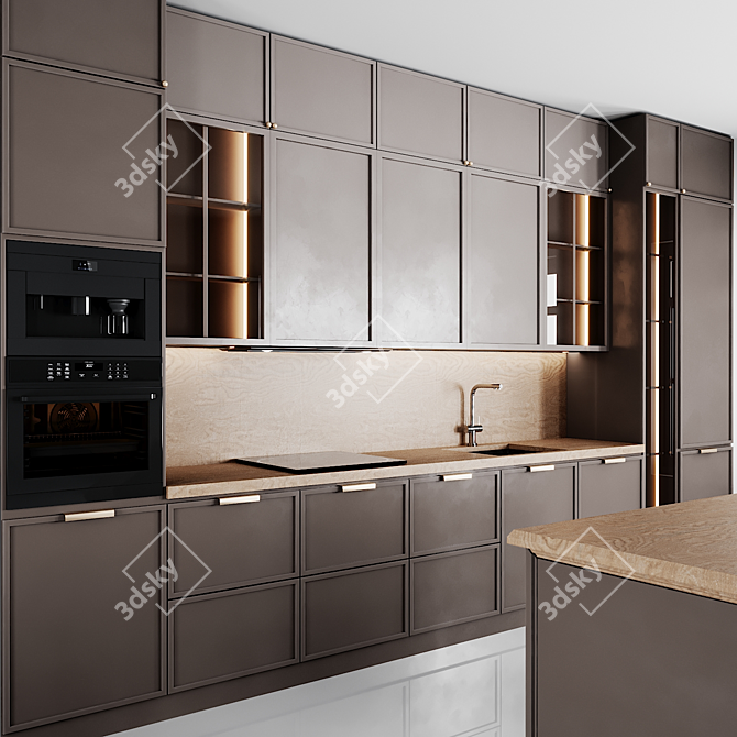 Modern Kitchen Design Set 3D model image 2