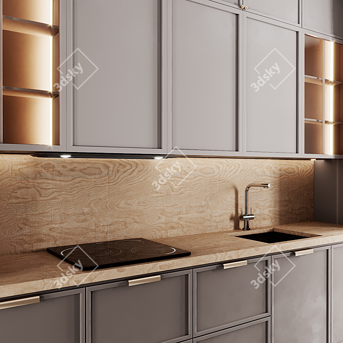 Modern Kitchen Design Set 3D model image 3