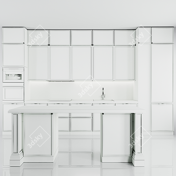 Modern Kitchen Design Set 3D model image 4