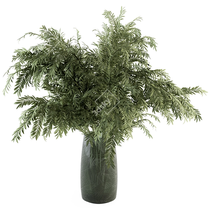 Elegant Green Branch Bouquet 3D model image 1