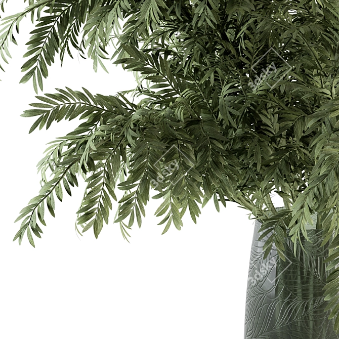 Elegant Green Branch Bouquet 3D model image 2