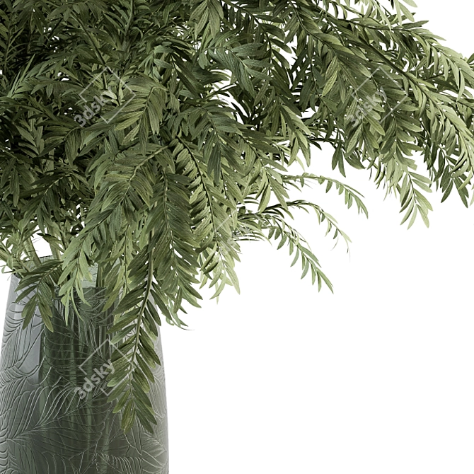 Elegant Green Branch Bouquet 3D model image 3