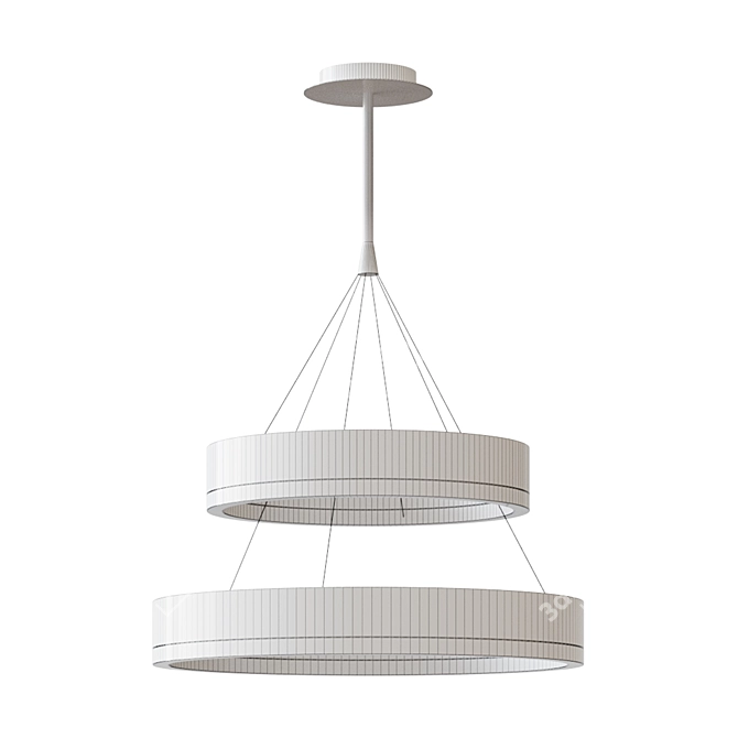 Modern Double Circle Pendant Lamp 3D model image 2