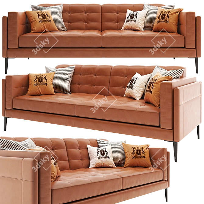 Contemporary Leather Sofa 3D model image 1