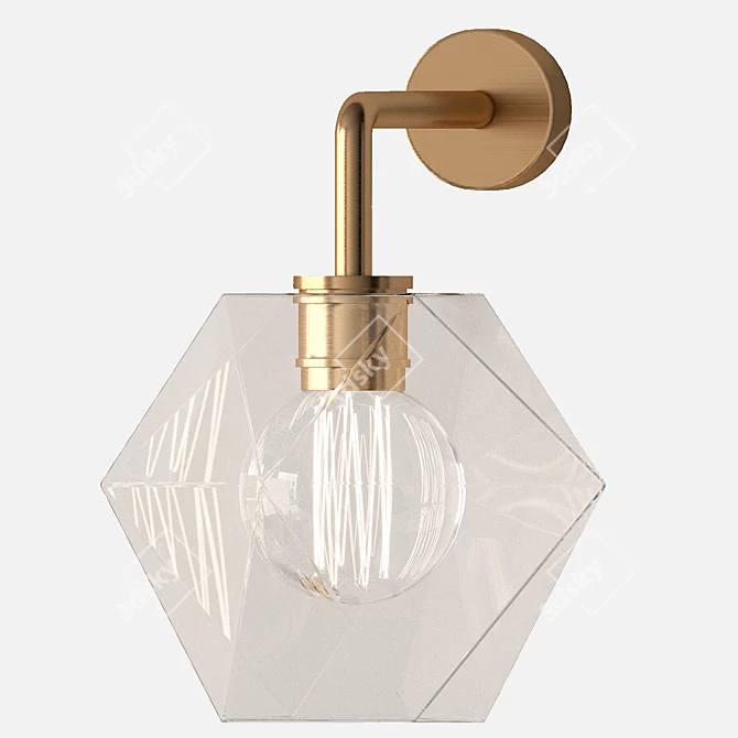 Elegant Glass Faceted Sconce 3D model image 1