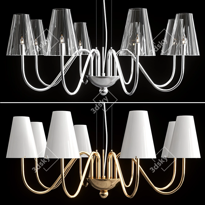 DIAFANO Hanging Chandelier: Elegant Metal and Glass Lighting 3D model image 1