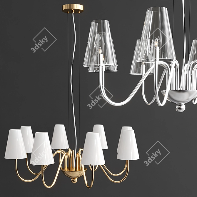 DIAFANO Hanging Chandelier: Elegant Metal and Glass Lighting 3D model image 2