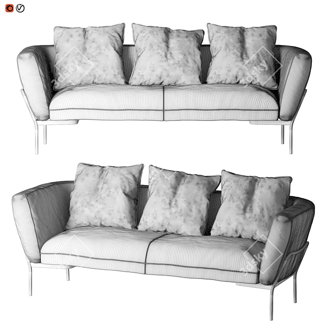 Sleek 2021 Fabric Sofa 3D model image 3