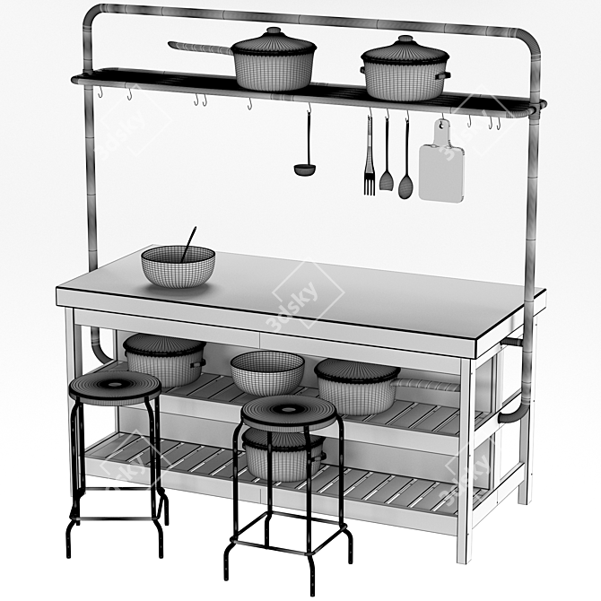 VADHOLMA Kitchen Island: Stylish and Functional 3D model image 6